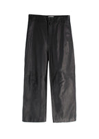 Balenciaga Black Unisex Straight Leg Leather Trousers