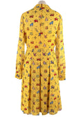 Dior Yellow Pixel Zodiac Pattern Silk Midi Dress
