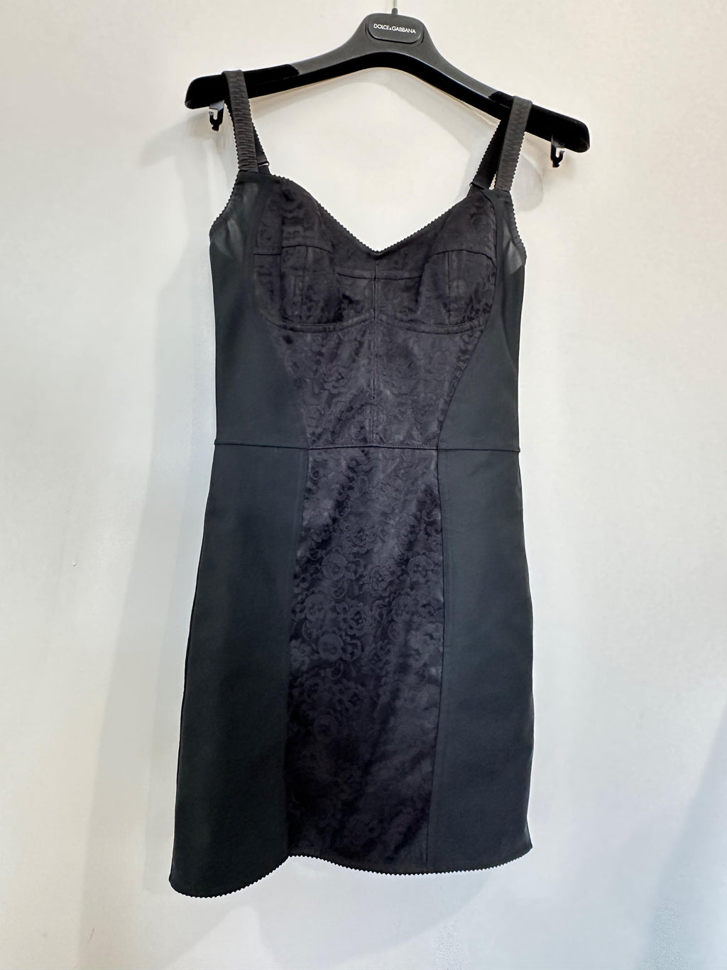 Lace-paneled bustier dress