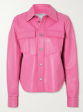 bubblegum pink leather shirt-jacket