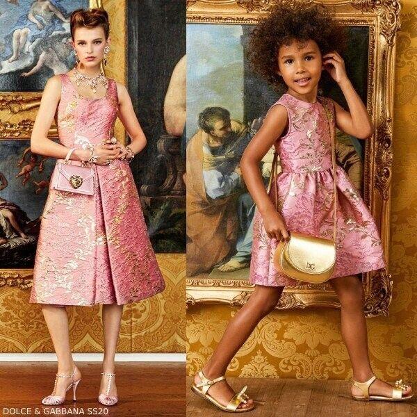 Dolce & Gabbana Kids 11/12Y Pink Brocade Dress