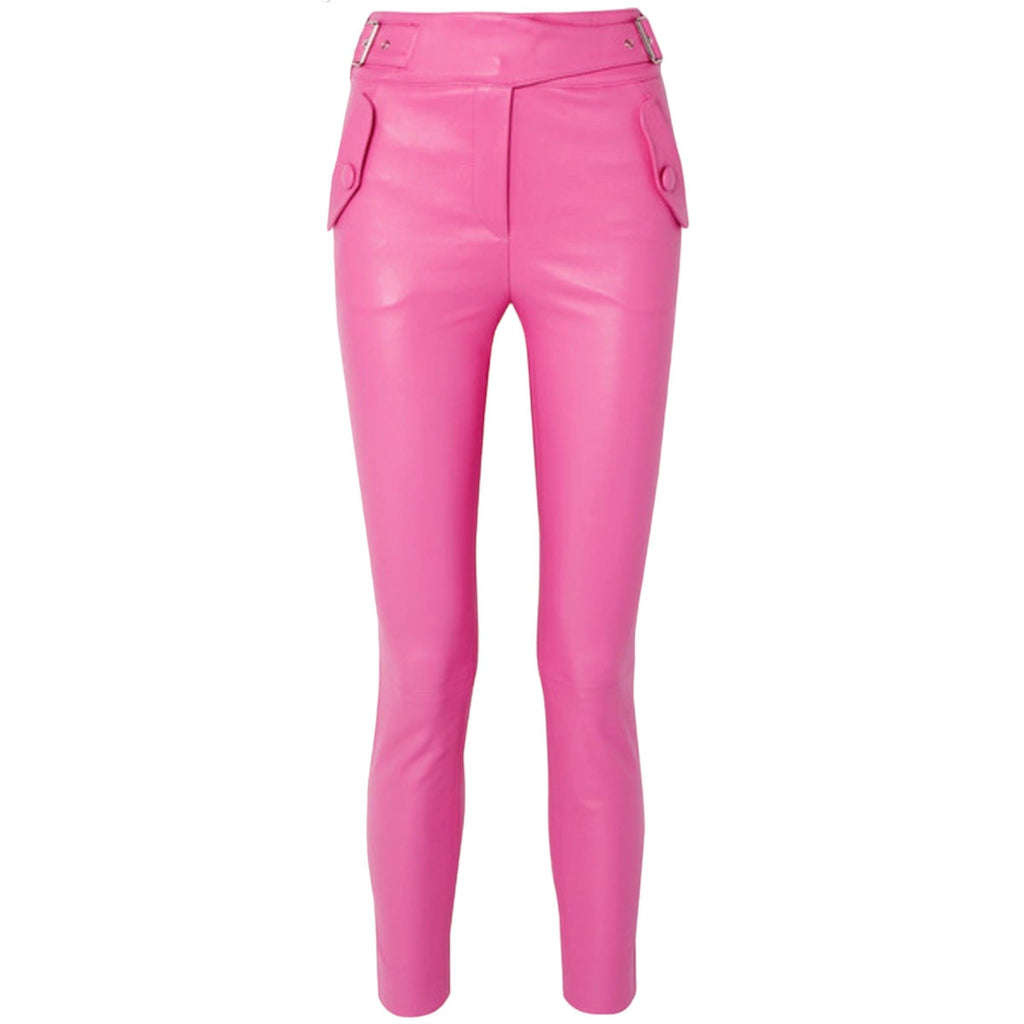 Pink Jania High-rise Leather Ankle Pants