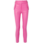 Pink Jania High-rise Leather Ankle Pants