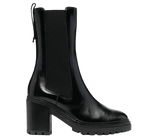 Sergio Rossi Black Round Toe Heeled Chelsea Boots