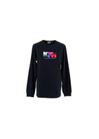 Coloured Logo Printed Black Cotton Long Sleeve T-shirt
