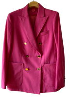 MaxMara Pink Double Breasted Mohair Blend Wool Blazer