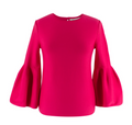 Carolina Herrera Hot Pink Wool Blend Flared Sleeve Top