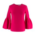 Carolina Herrera Hot Pink Wool Blend Flared Sleeve Top
