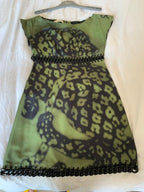 Prada Khaki Leopard Print Chain Trim Mini Dress