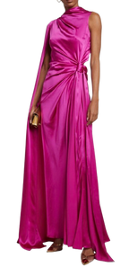 Roksanda Fushia Orien Asymmetrical Silk Draped Gown