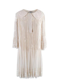 Chloe Ecru Sequin Embroidered Silk Pleated Dress