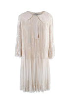 Chloe Ecru Sequin Embroidered Silk Pleated Dress