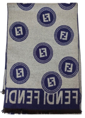 Fendi Navy and Grey Merino Wool Scarf