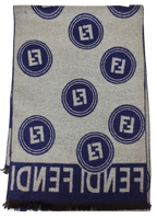 Fendi Navy and Grey Merino Wool Scarf