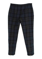 Chloe Dark Green Wool Check Trousers