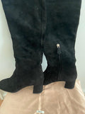 Suede Square-Toe Knee Boots