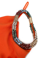 Alexander McQueen Orange Silk Crepe Crystal Halterneck Gown