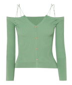 Jacquemus Sage Green Tordu Cold Shoulder Cardigan
