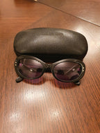 Black acetate oval sunglasses