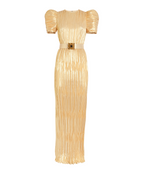Andrew Gn  Silk-Blend Puff-Sleeve Belted Gown