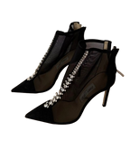 Jimmy Choo Black Mesh Kix 100 Crystal Ankle Boots