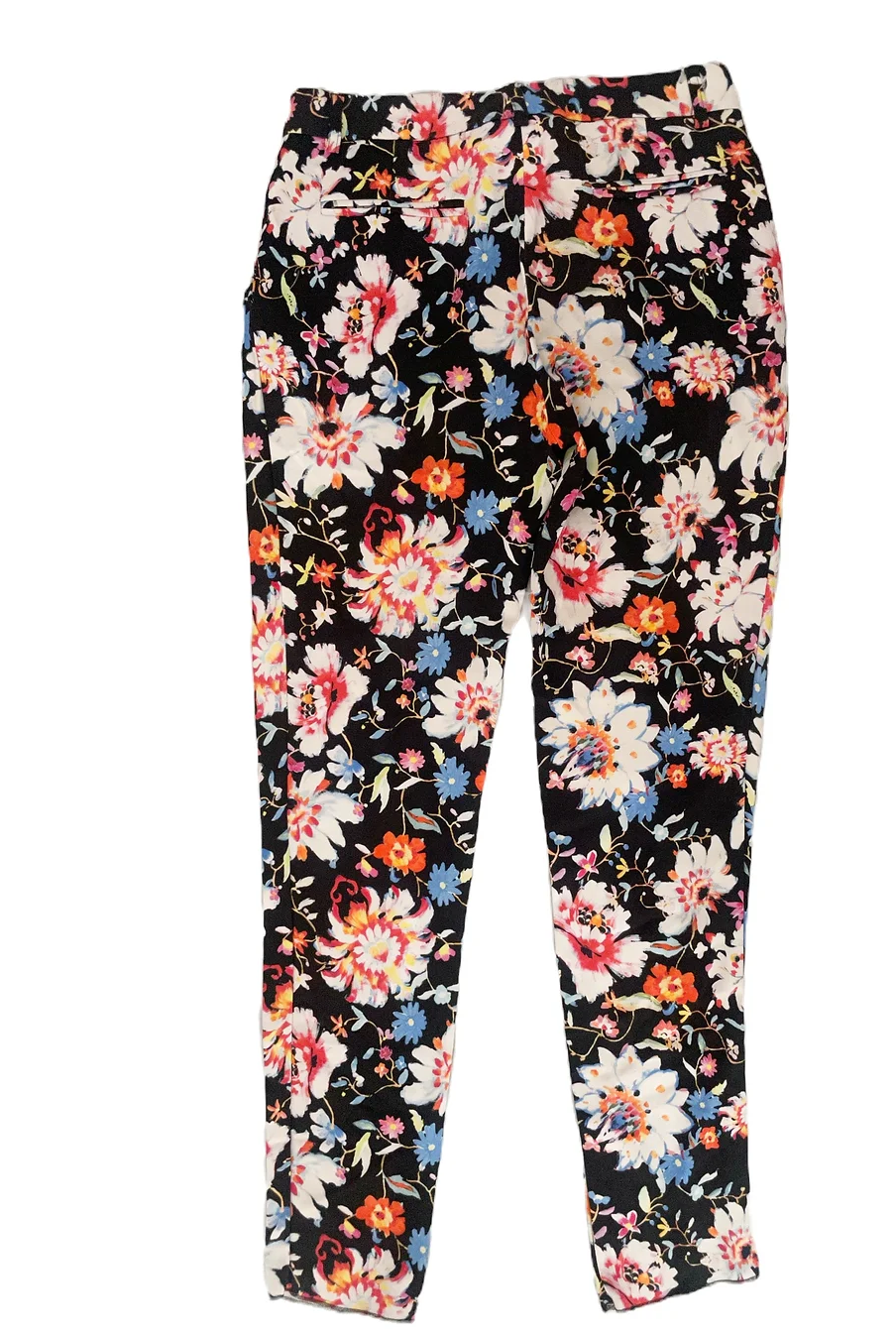 Black Floral Printed Cigarette Trousers