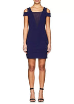 Halston Heritage cold shoulder mesh insert dress