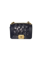 Paris Versailles black woven leather Micro Boy bag
