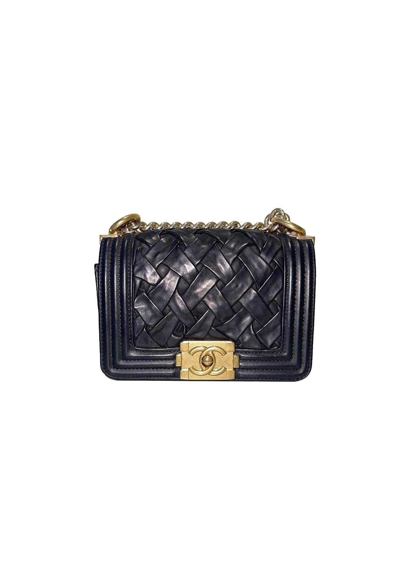 Paris Versailles black woven leather Micro Boy bag
