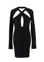 David Koma Black Ribbed Cut Out Mini Dress