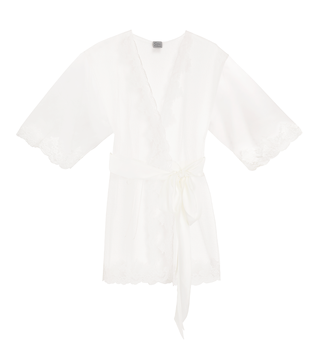 Carine Gilson Lace-Appliqué Sheer Kimono