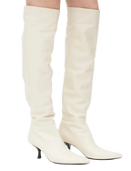 The Row Cream Calfskin Bourgeoisie Over-the-Knee Boots