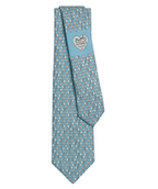 Hermes Light Blue  Cheval En Coeur Silk Tie