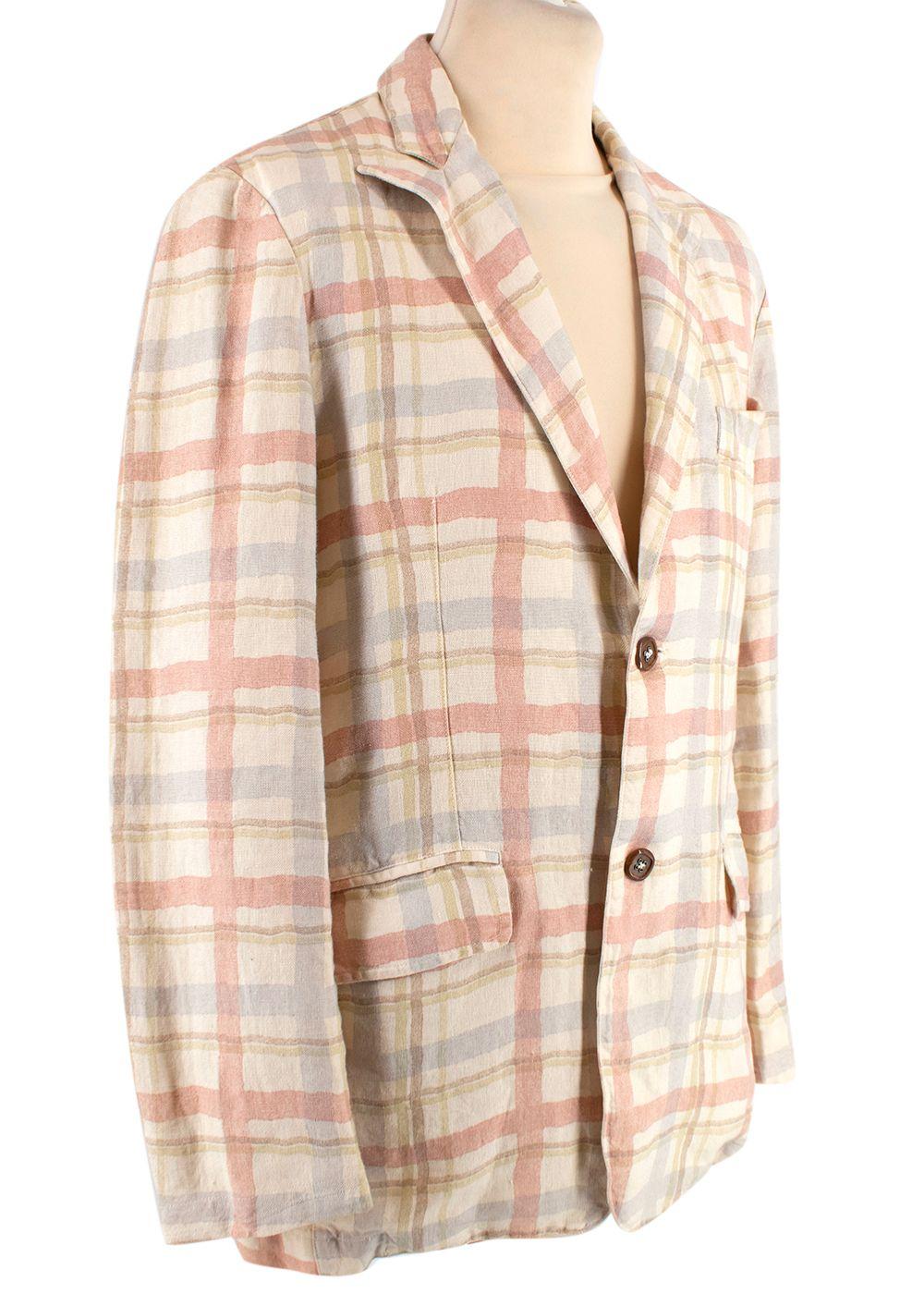 Etro Pastel Checked Linen Blazer