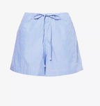 Current Hunza G Blue Pinstripe Crinkle Shorts Tie Waist