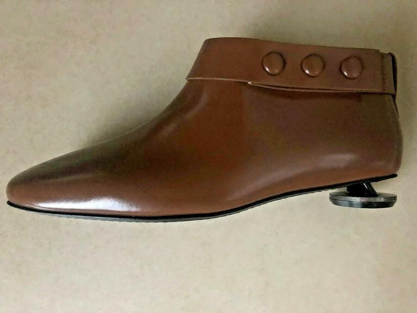 Marni Cognac-Brown Leather Inset Heeled Ankle Boots