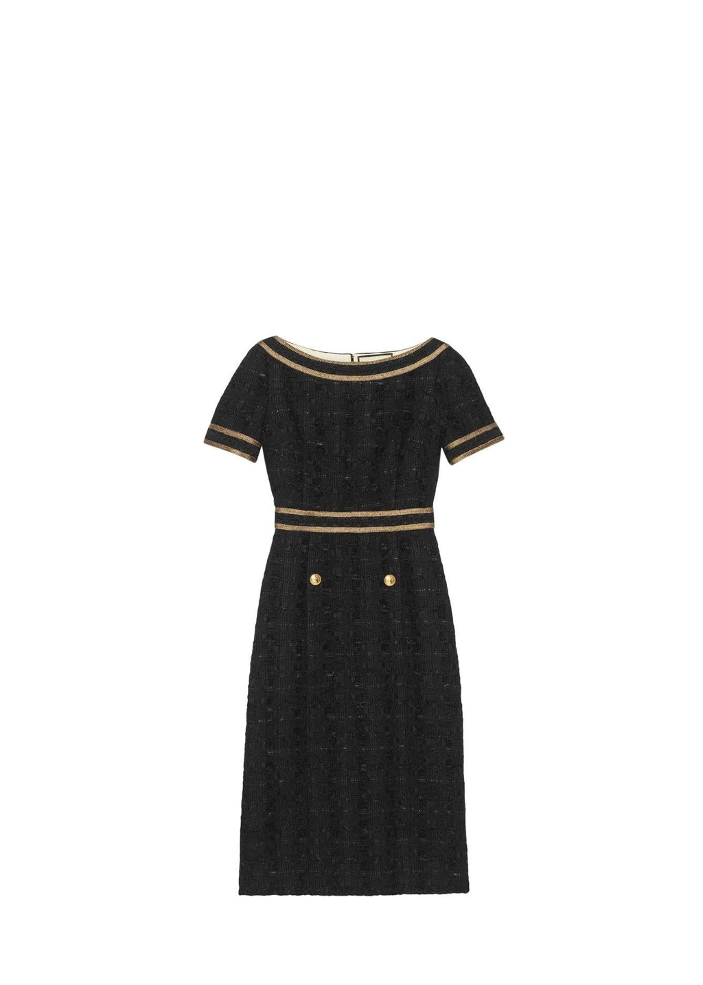 Black Boucle Shift Dress