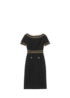 Black Boucle Shift Dress