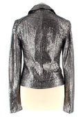 Drome Silver Perforated Biker Jacket