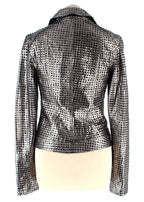 Drome Silver Perforated Biker Jacket