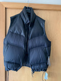 black nylon & leather down filled gilet