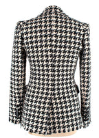 Veronica Beard Black and Ivory Houndstooth Tweed Blazer