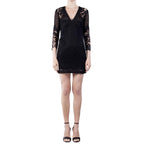 IRO black crochet rovea mini dress
