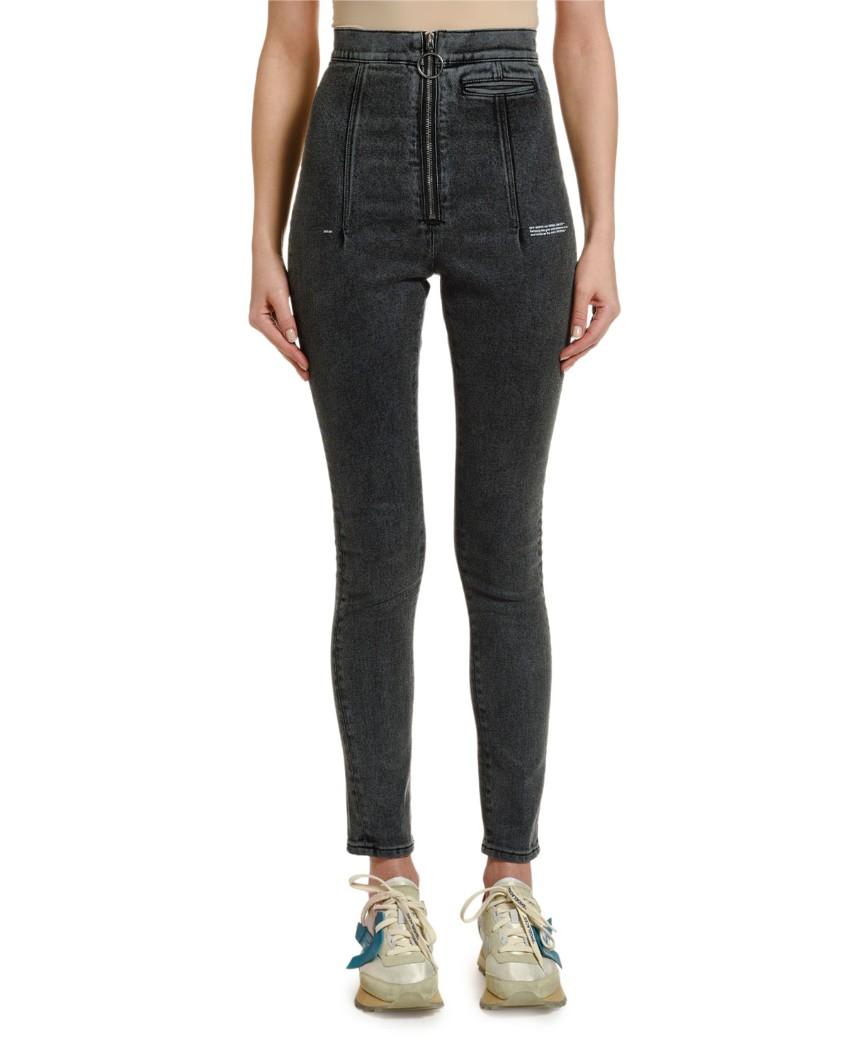Off-White Ring-Zip Skinny Jeans.