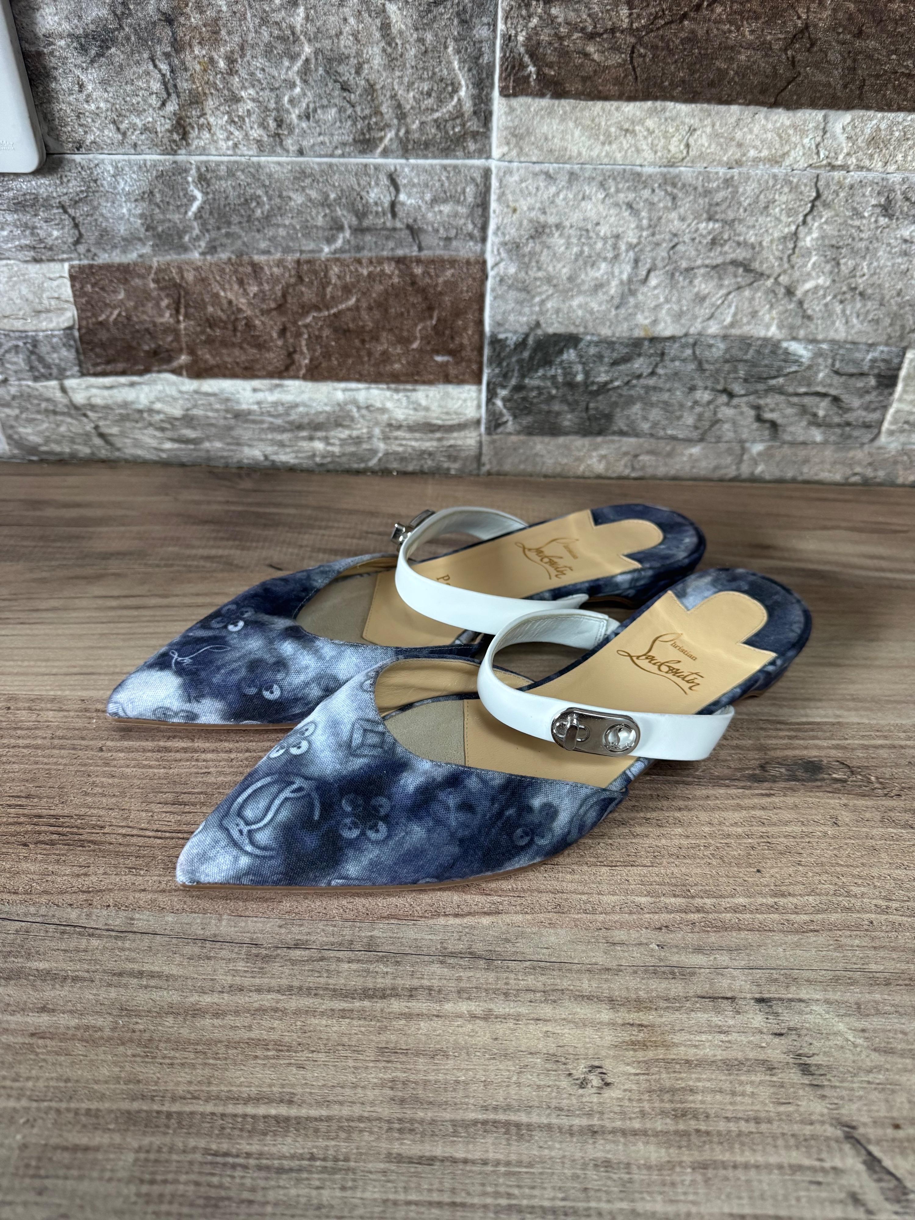 Denim Choc Lock Pointed Mules