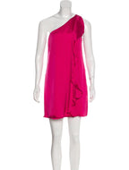 Halston Pink Silk One Shoulder Dress