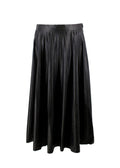 MM6 Maison Martin Margiela Black Faux Leather Pleated Midi Skirt