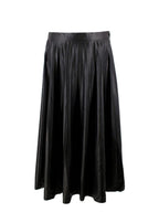 MM6 Maison Martin Margiela Black Faux Leather Pleated Midi Skirt
