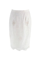 Dolce and Gabbana White Brocade Embroidered  Pencil Skirt
