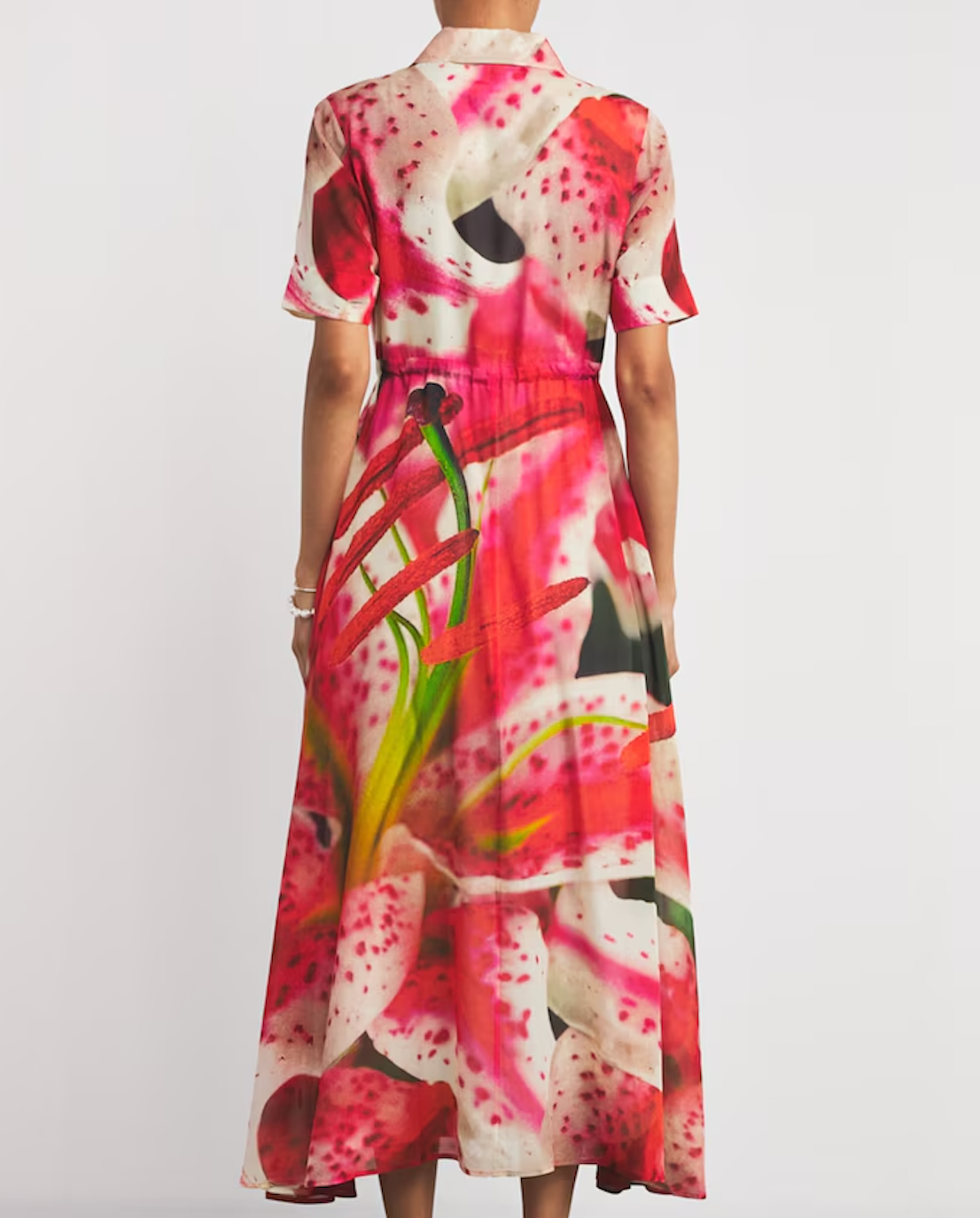Tory Burch Silk-Cotton Lily Print Midi Dress